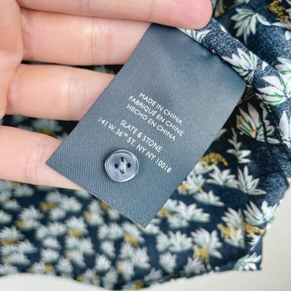 Slate & Stone Men's Medium Short Sleeve Button Down Shirt Top Tiger Agave Black - Picture 7 of 14